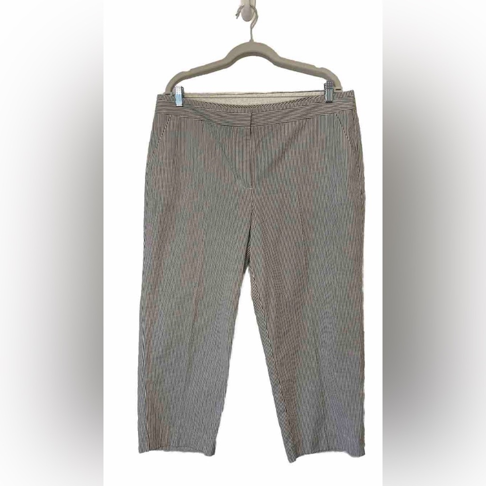 Talbots Signture WOMENS Capris Grey Striped Size 16 100% Cotton